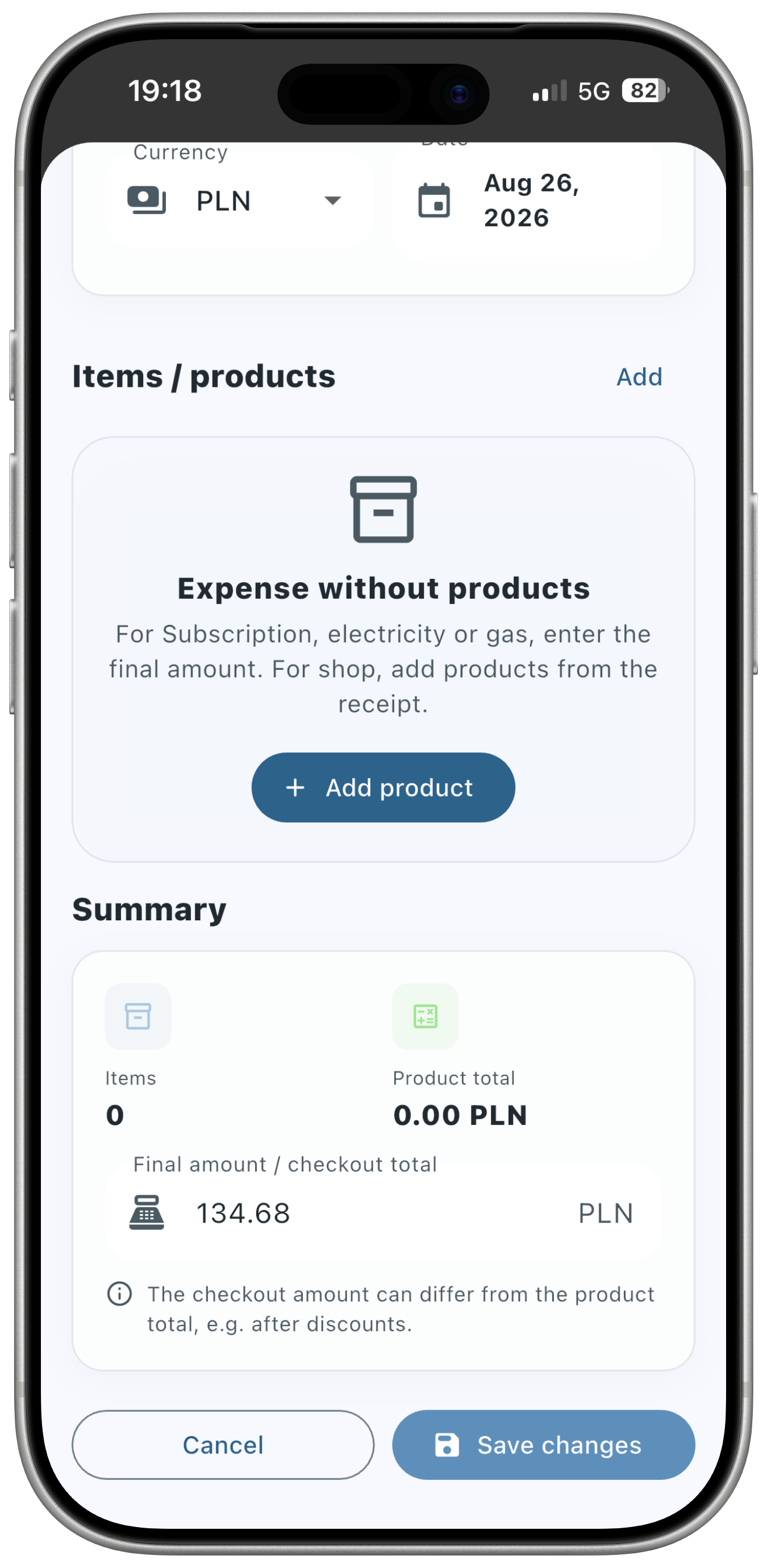 Adding a quick expense in MamonApp